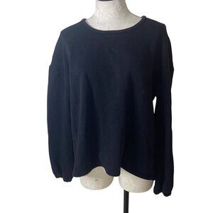 Chaser Womens Sweatshirt Size XL Black Knit Long Sleeve Crew Neck Cotton